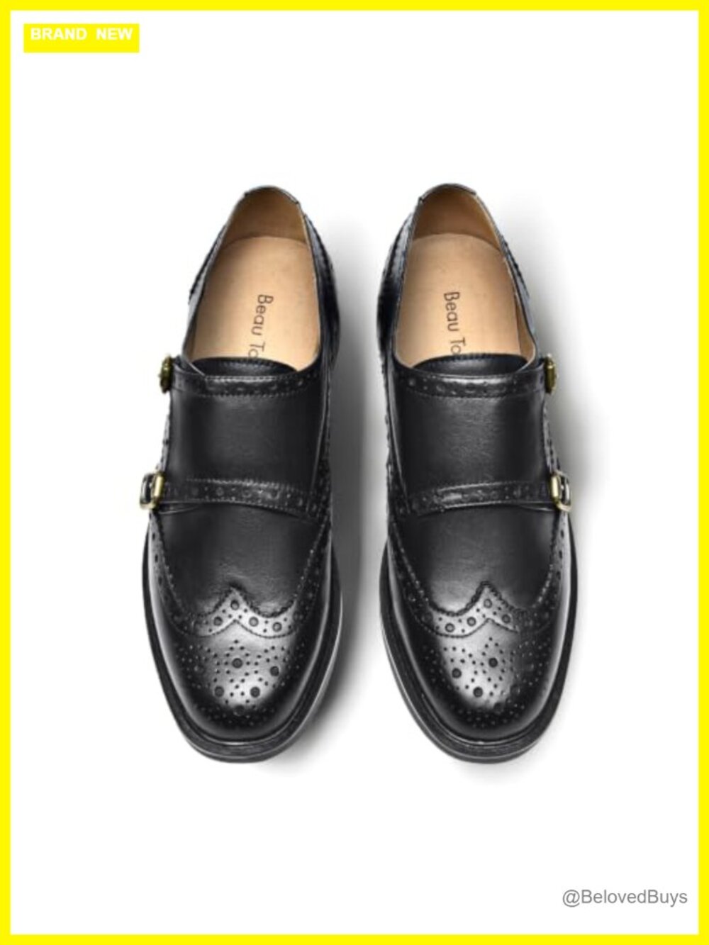 Monk Strap Wingtip Brogue Leather Loafers Business Casual Dress Shoes